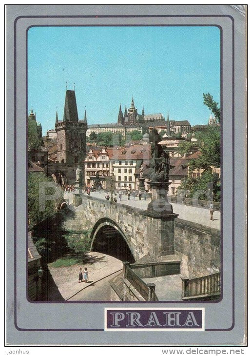 Praha - Prague - The Castle of Prague Hradcany and Charles Bridge - Czechoslovakia - Czech - used 1981 - JH Postcards