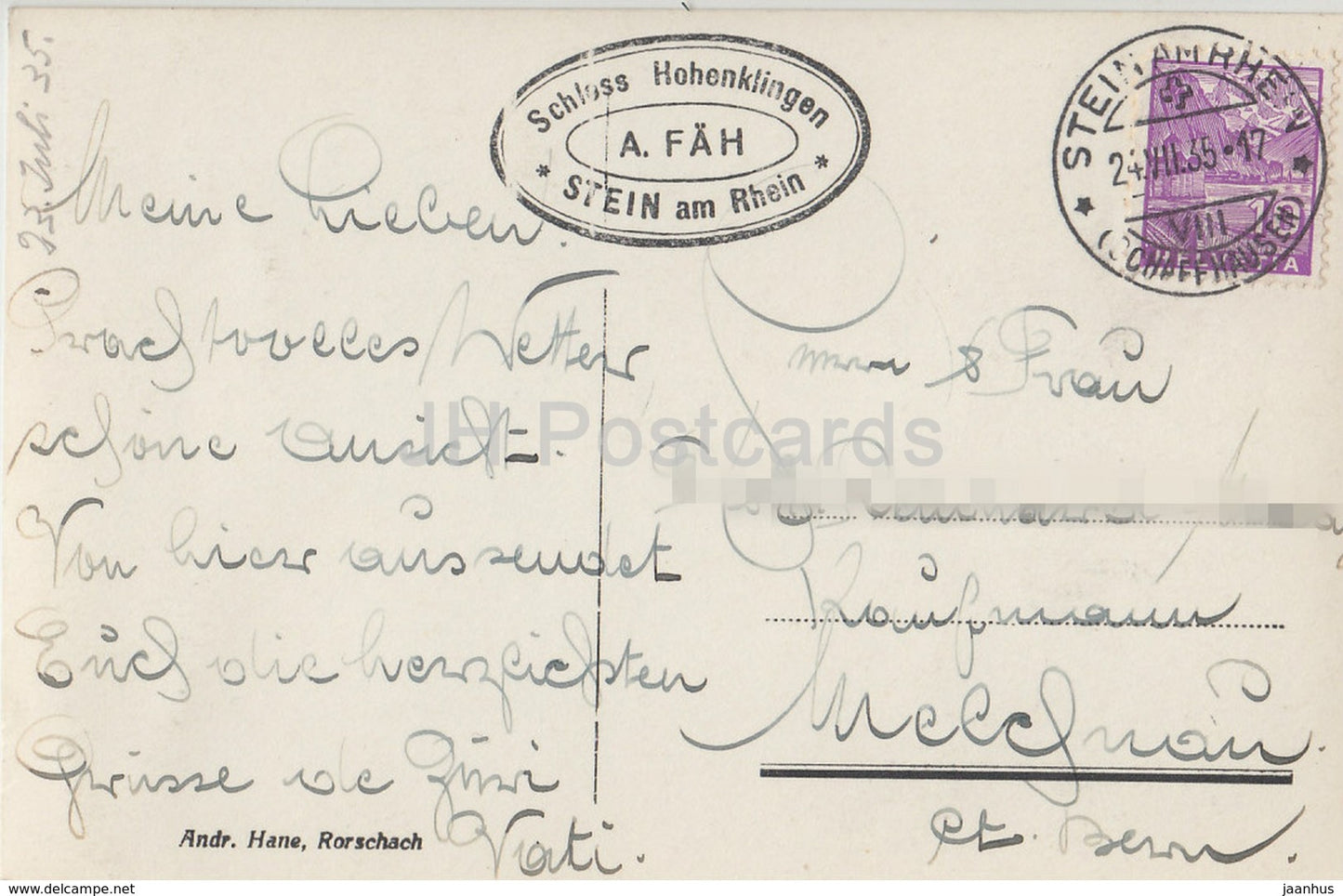 Schloss Hohenklingen Stein am Rh. - castle - 3850 - Switzerland - old postcard - 1935 - used