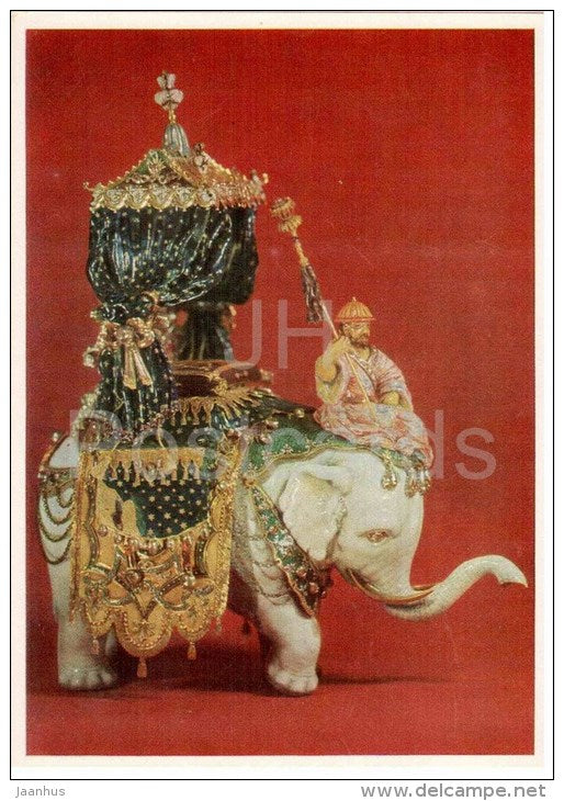 statuette - White Elephant belonging to the Court of the Great Mogul Aureng Zeb - Mughal Empire - art - unused - JH Postcards