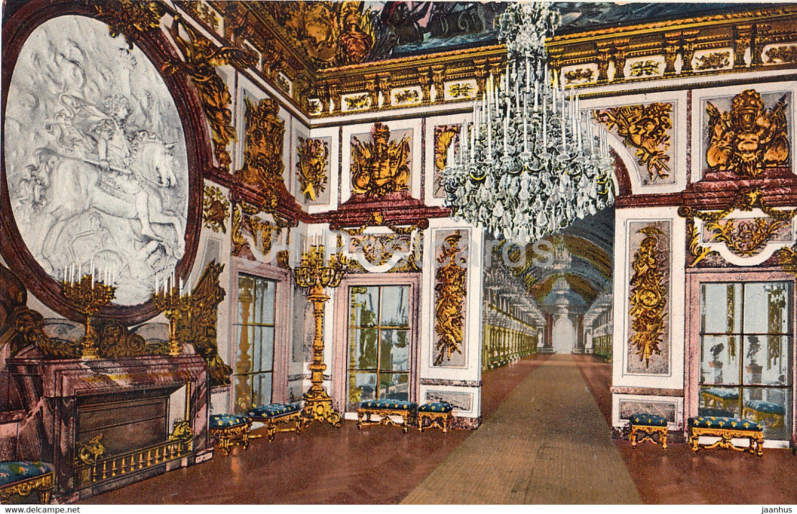 Konigl Schloss Herrenchiemsee - Saal des Krieges - castle - 3462 - old postcard - Germany - unused - JH Postcards