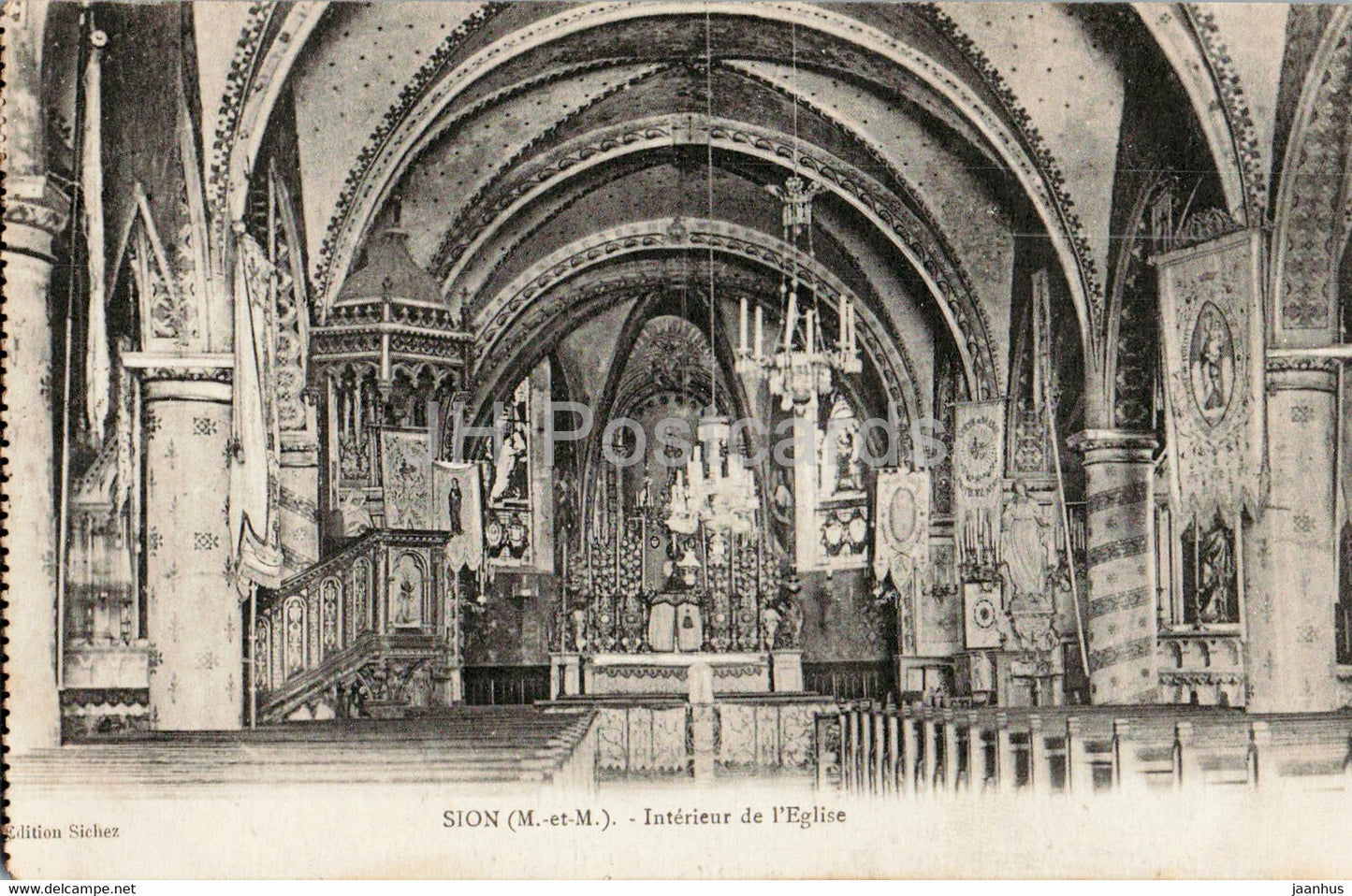 Sion - Interieur de l'Eglise - church - old postcard - 1920 - France - used - JH Postcards