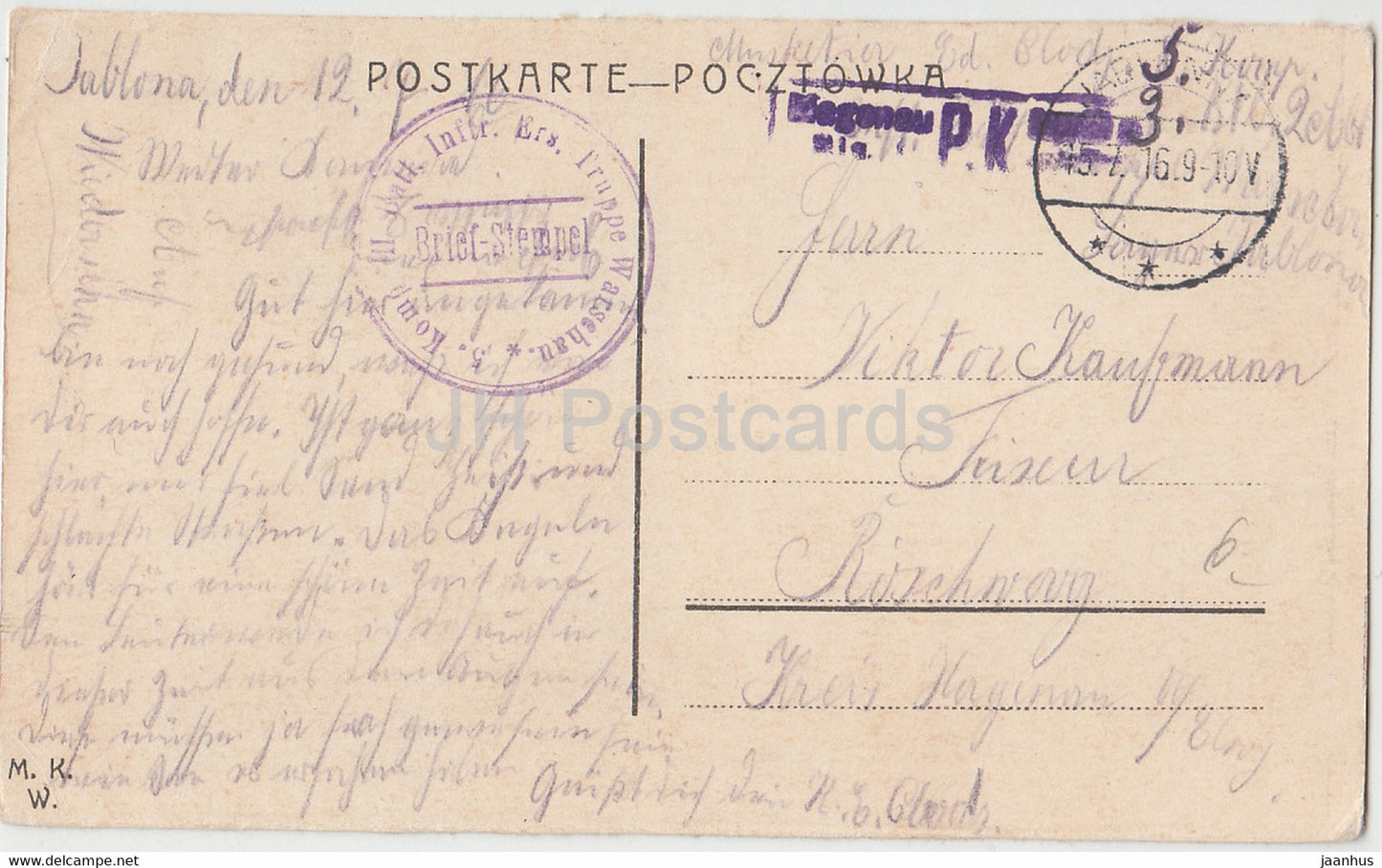 Warschau - Warszawa - Krakauer Vorstadt - Mickiewicz Denkmal - Krakowskie Przedmiescie - alte Postkarte - Polen - gebraucht