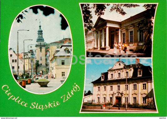 Cieplice Slaskie Zdroj - plac Piastowskiego - Dom Cultury - sanatorium Stoczniowiec - multiview - Poland - used - JH Postcards