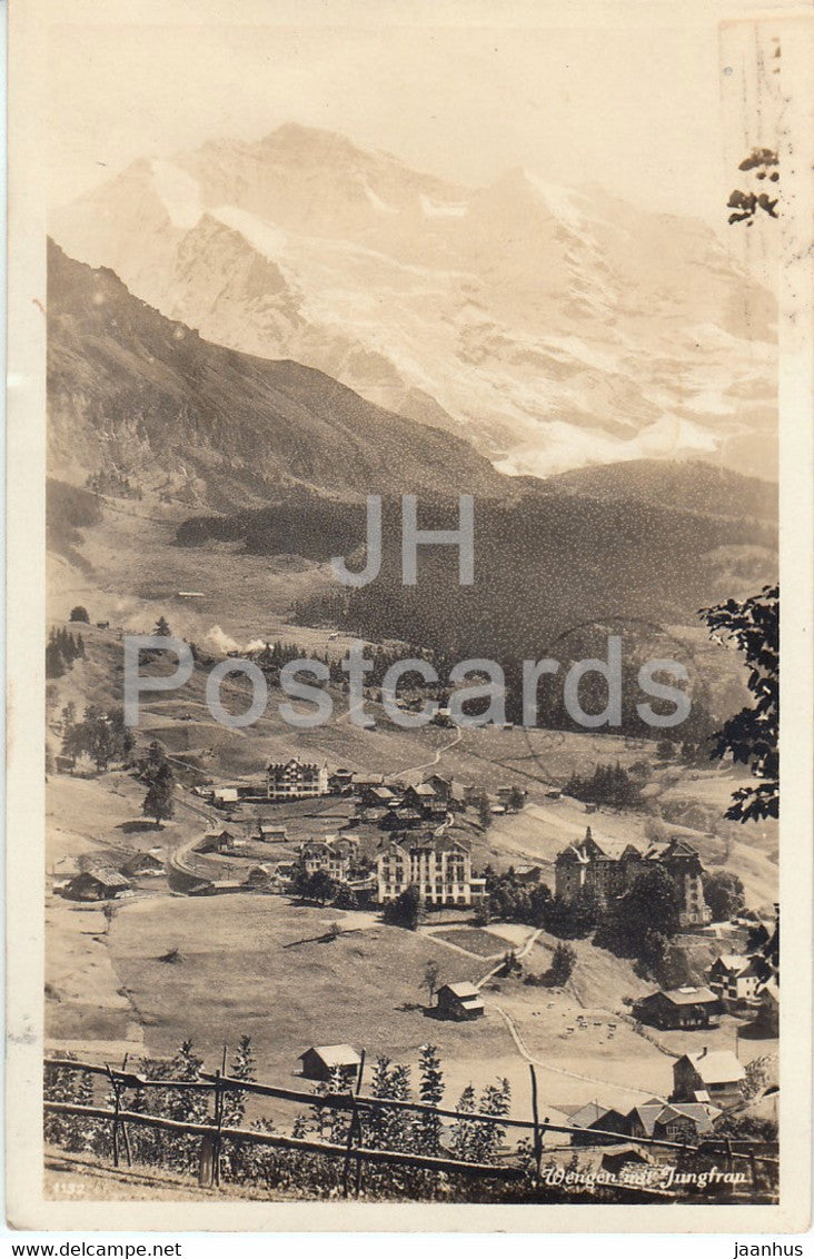 Wengen mit Jungfrau - 1132 - old postcard - 1928 - Switzerland - used - JH Postcards