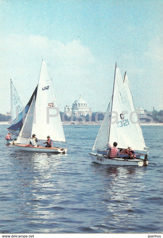 Yevpatoriya - Evpatoria - Near Yevpatoriya coast - sailing boat - Crimea - 1988 - Ukraine USSR - unused - JH Postcards