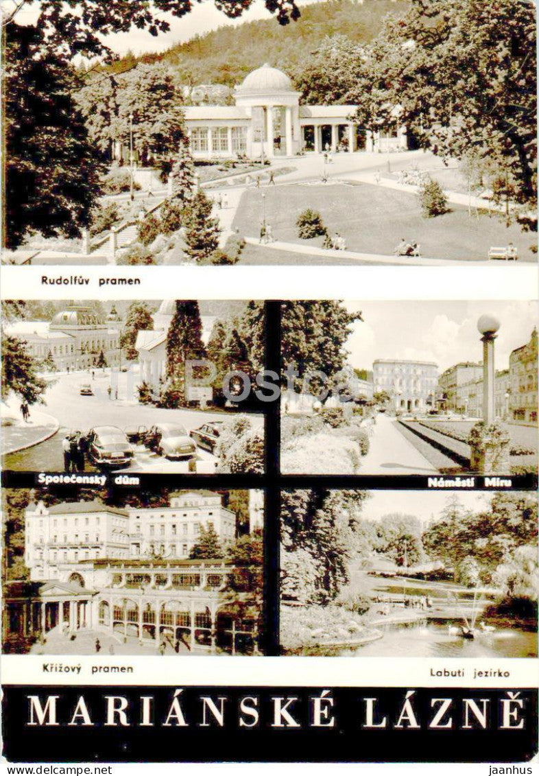 Marianske Lazne - Rudolfuv pramen - Krizovy pramen - multiview - 1966 - Czech Republic - Czechoslovakia - used - JH Postcards