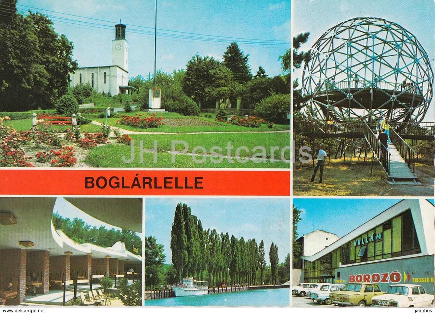 Boglarlelle - church - cars - multiview - 1983 - Hungary - used - JH Postcards