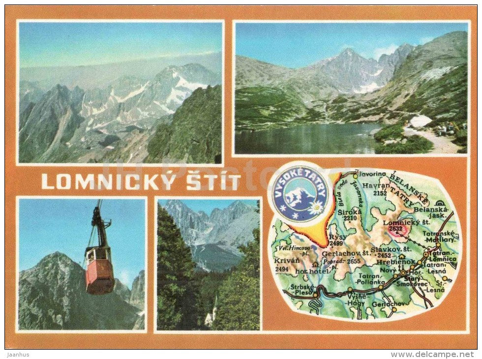 Lomnicky Stit - cable car - Vysoke Tatry - High Tatras - Czechoslovakia - Slovakia - unused - JH Postcards