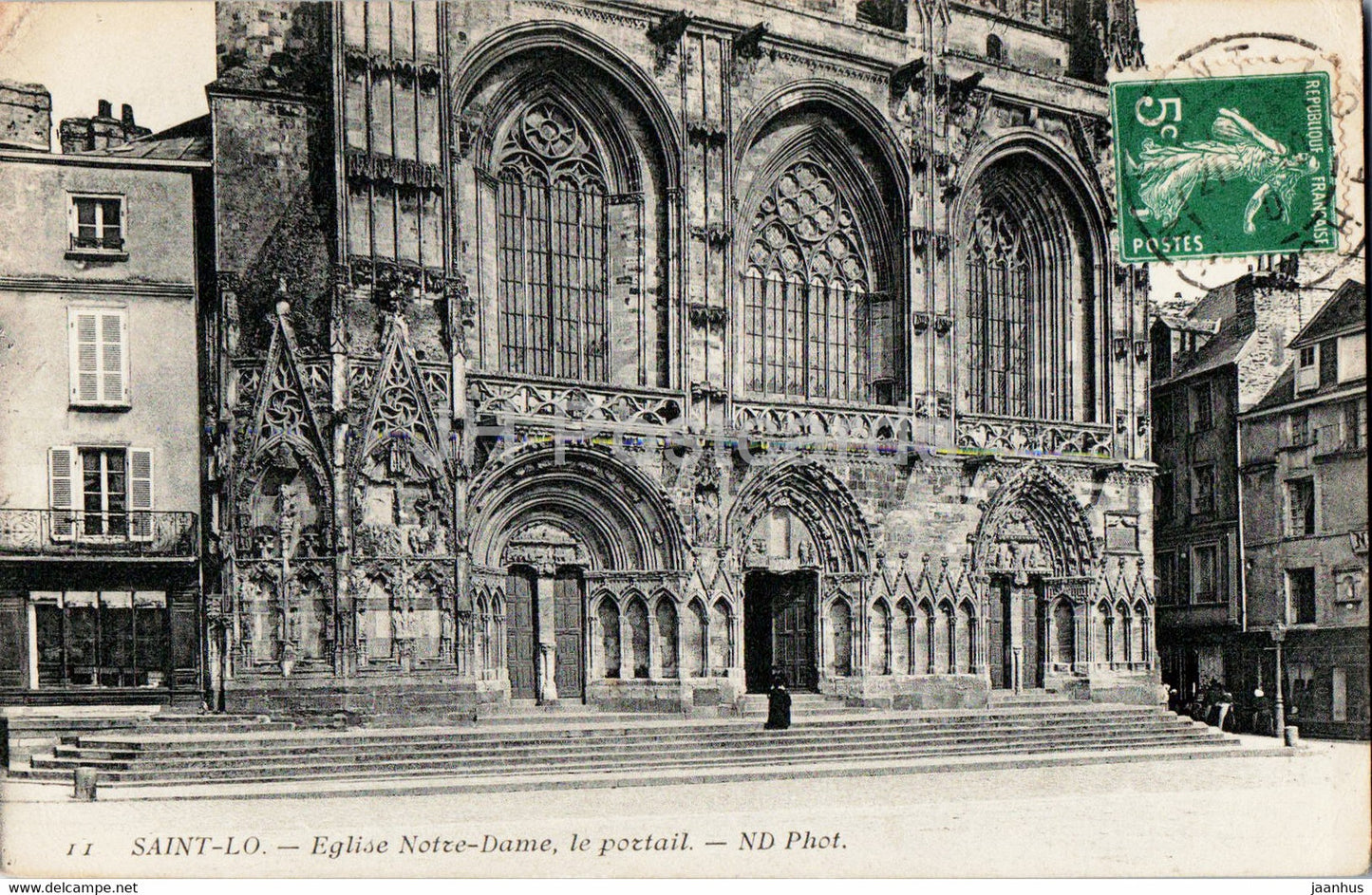 Saint Lo - Eglise Notre Dame le portail - 11 - church - old postcard - France - used - JH Postcards