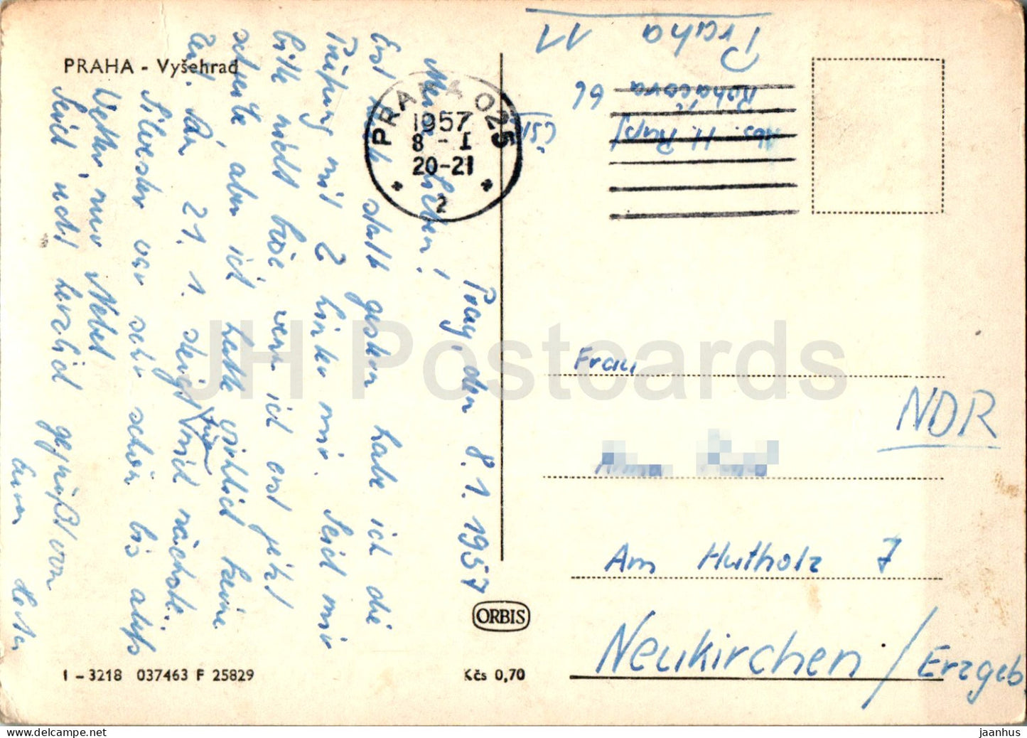 Praha - Prag - Vyšehrad - Schiff - alte Postkarte - 1957 - Tschechien - Tschechoslowakei - gebraucht