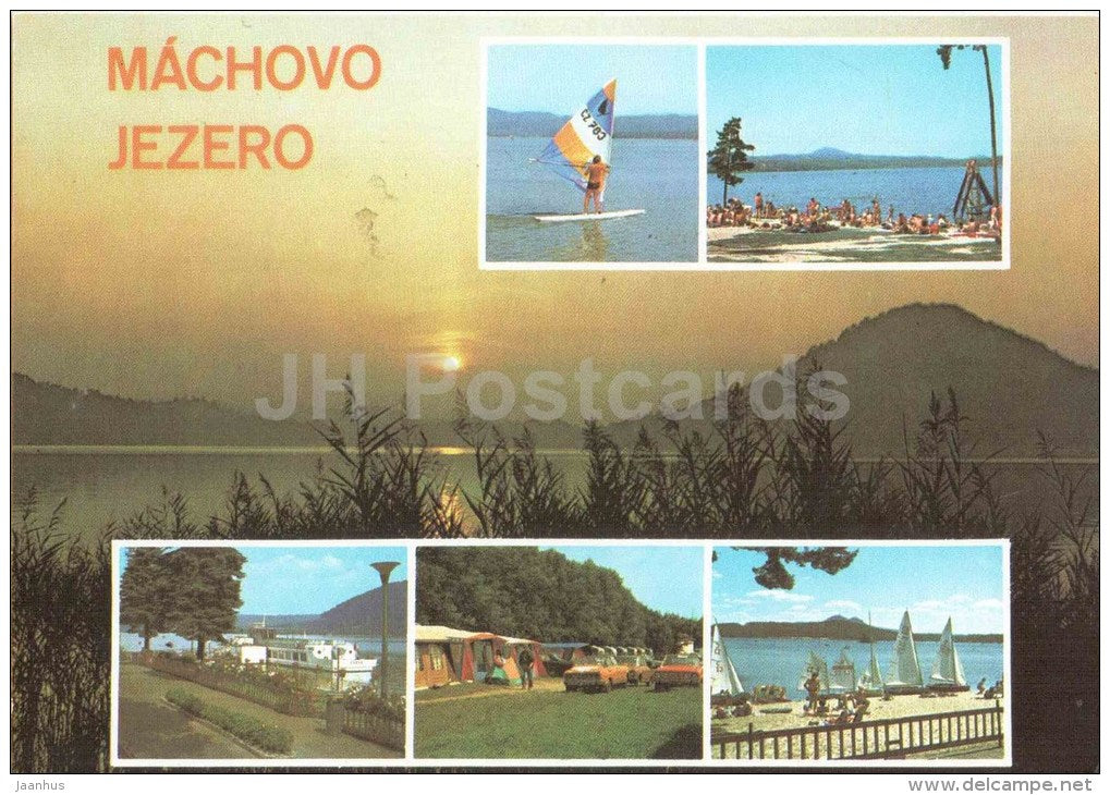 Machovo Jezero - surfing - sailing boat - Czechoslovakia - Czech - unused - JH Postcards