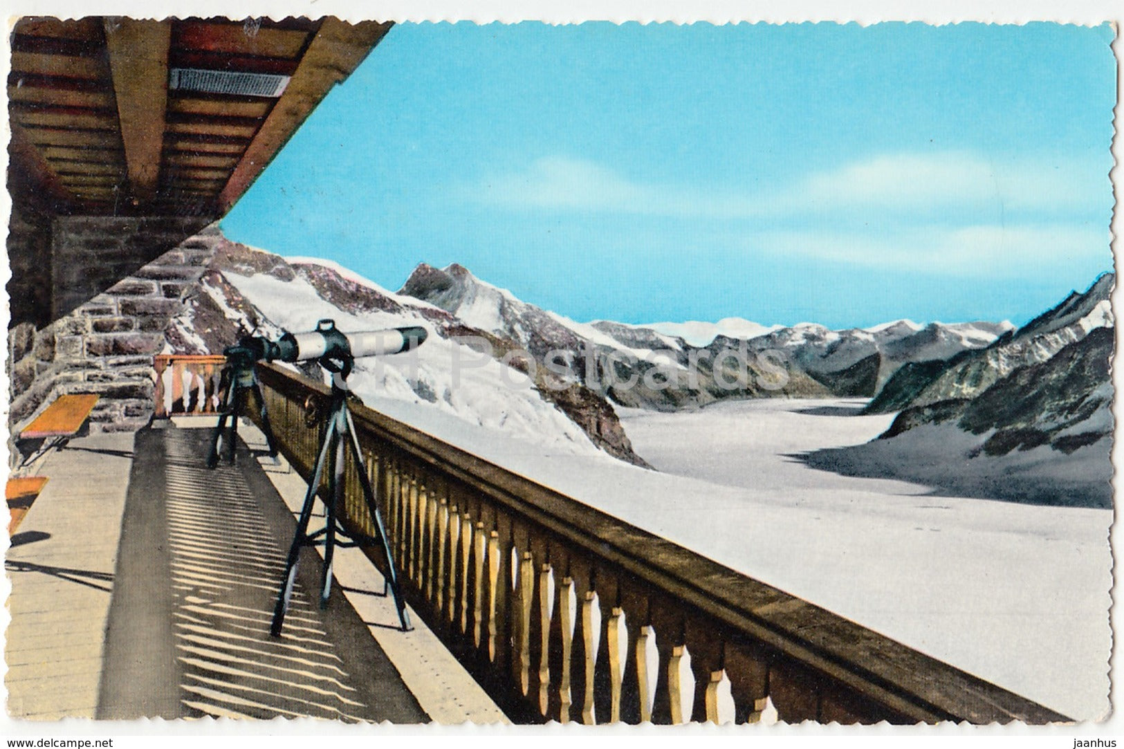 Jungfraujoch - Berghaus-Galerie u. Aletschgletscher - telescope - 311 - Switzerland - 1972 - used - JH Postcards