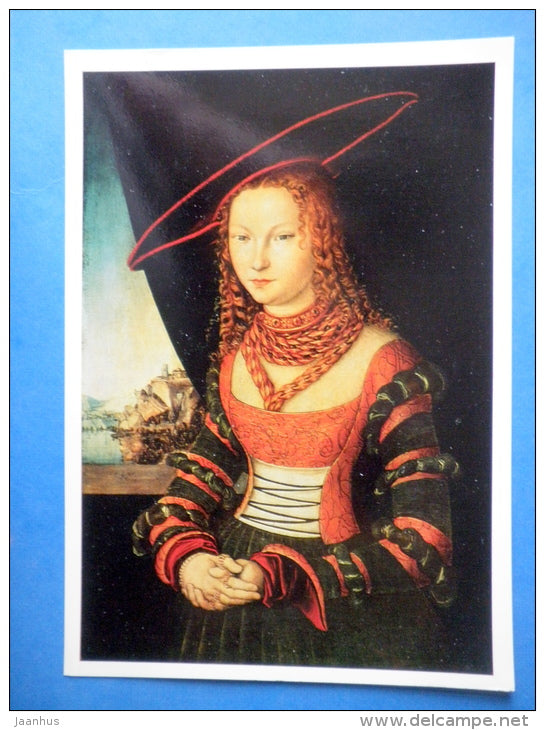 painting by Lucas Cranach The Elder - large format card - Portrait of a Woman , 1526  - german art - unused - JH Postcards