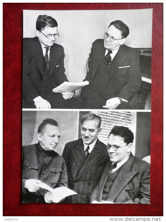 Marshak and composer Shostakovich , Chukovski - Samuel Marshak - writer and childrens poet - Russia USSR - 1977 - unused - JH Postcards