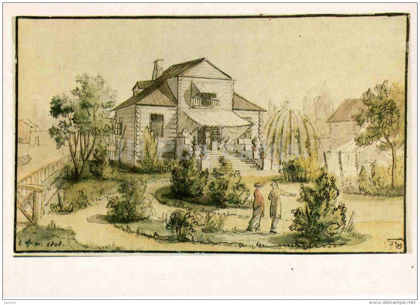 painting by F. Tolstoy - Country House , 1808 - Russian art - 1984 - Russia USSR - unused - JH Postcards