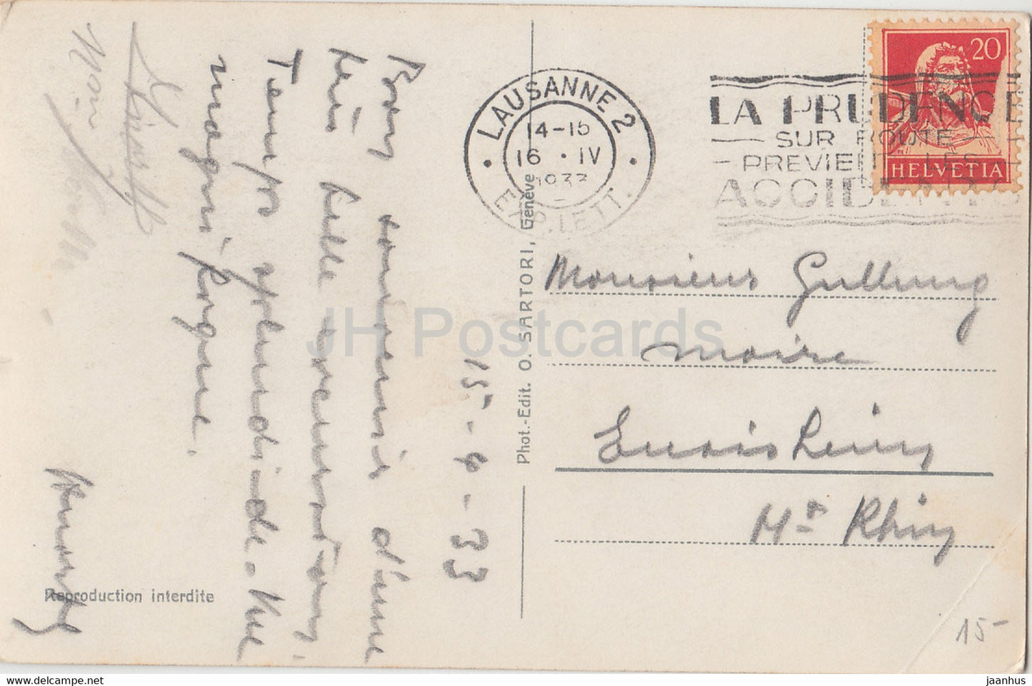 Geneve - Geneva - La Rade et le Mont Blanc - steamer - ship - 128 - old postcard - 1933 - Switzerland - used