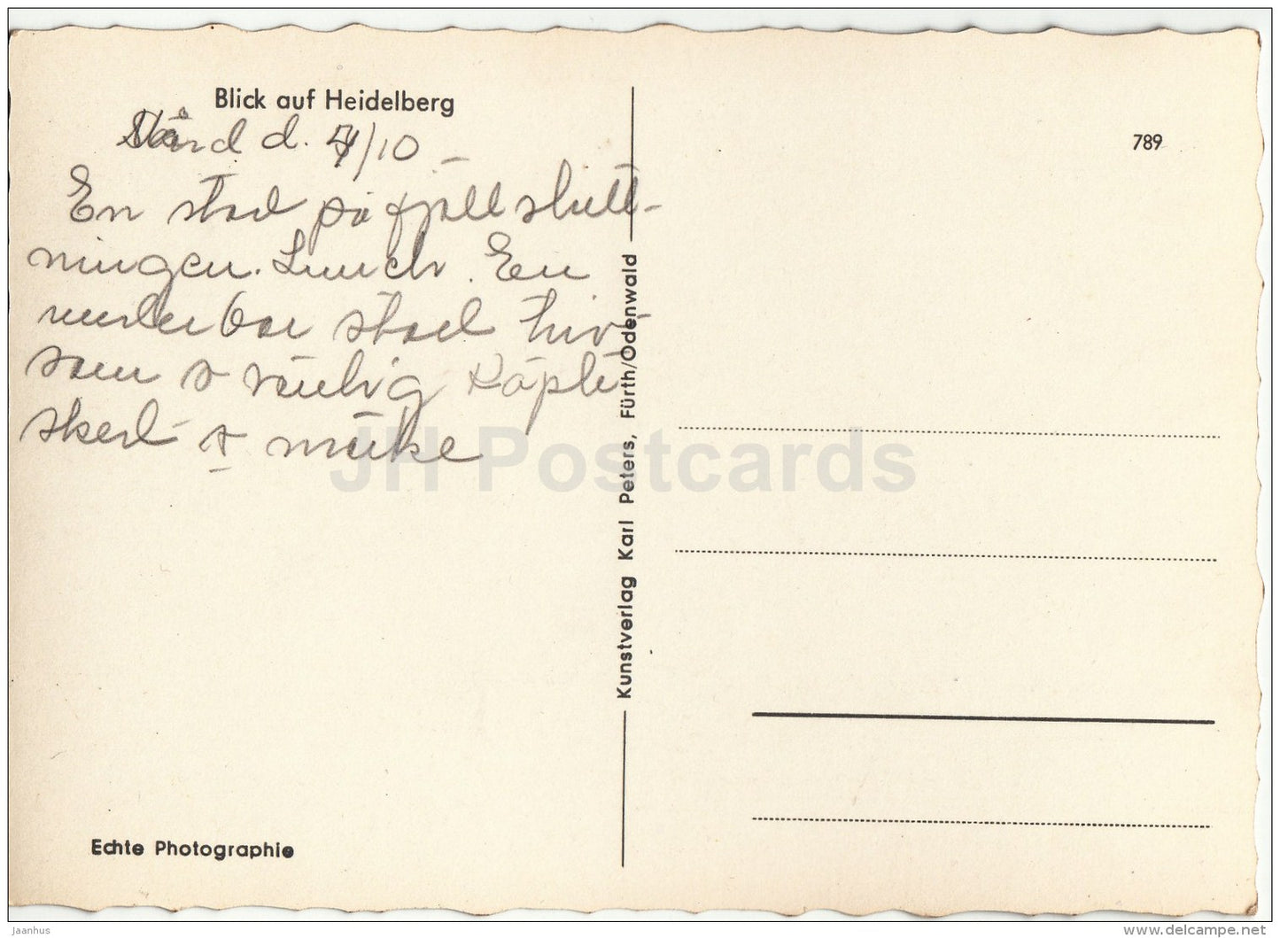 Blick auf Heidelberg  - Germany - used - JH Postcards