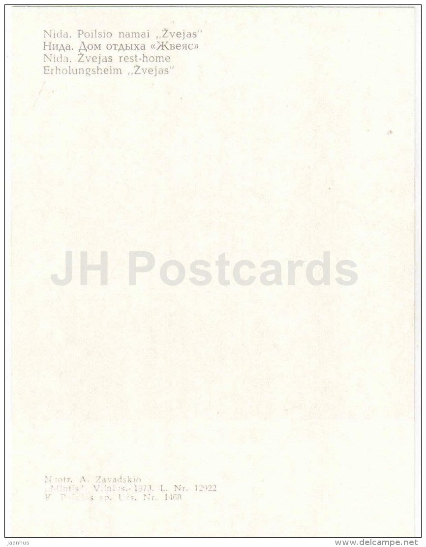 Zvejas rest-home - Nida - 1973 - Lithuania USSR - unused - JH Postcards