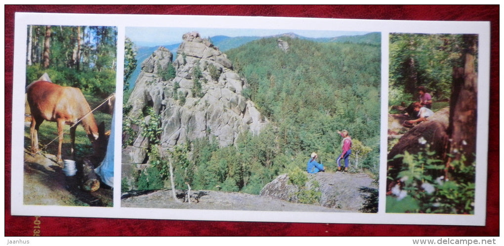 tourists - Stolby National Nature Reserve - Siberia - 1978 - Russia USSR - unused - JH Postcards