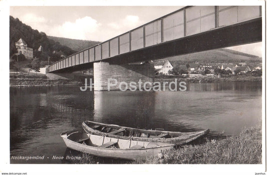 Neckargemund - Neue Brucke - boat - bridge - old postcard - 1952 - Germany - used - JH Postcards