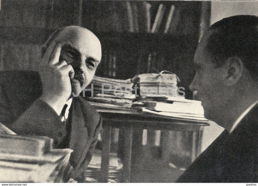 Vladimir Lenin - Lenin chats with the English writer H. Wells in his study in Kremlin - 1965 - Russia USSR - unused - JH Postcards