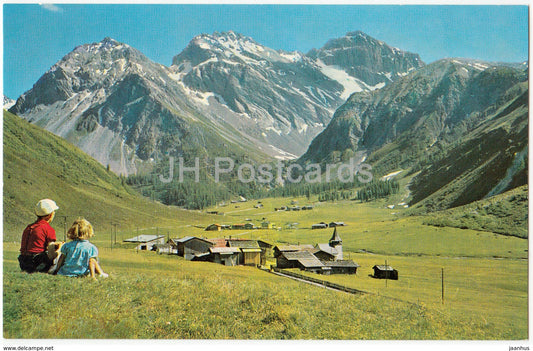 Davos - Sertig-Dorfli 1860 m mit Mittagshorn Plattenhorn und Hochducan 3066 m - 834 - Switzerland - unused - JH Postcards