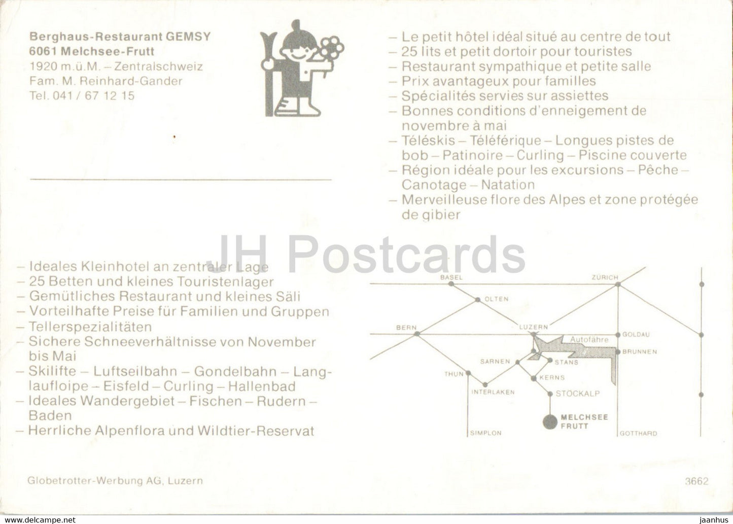 Berghaus Restaurant Gemsy - Melchsee Frutt - Switzerland - unused