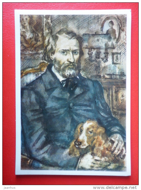 illustration by Y. Ivanov - Ivan Turgenev - Russian dramatists - 1978 - Russia USSR - unused - JH Postcards