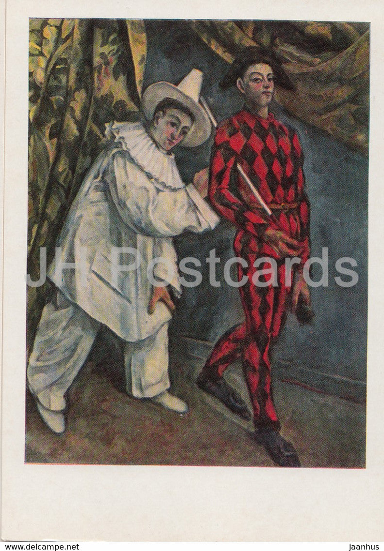 painting by Paul Cezanne - Pierrot and Harlequin - French art - 1982 - Russia USSR - unused - JH Postcards