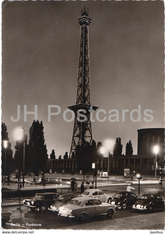 Berlin - Funkturm - radio tower - car - Germany - used - JH Postcards