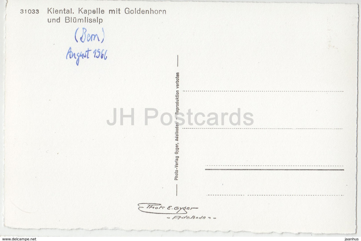 Kiental - Kapelle mit Goldenhorn und Blumisalp - chapel - 31033 - Switzerland - 1966 - used