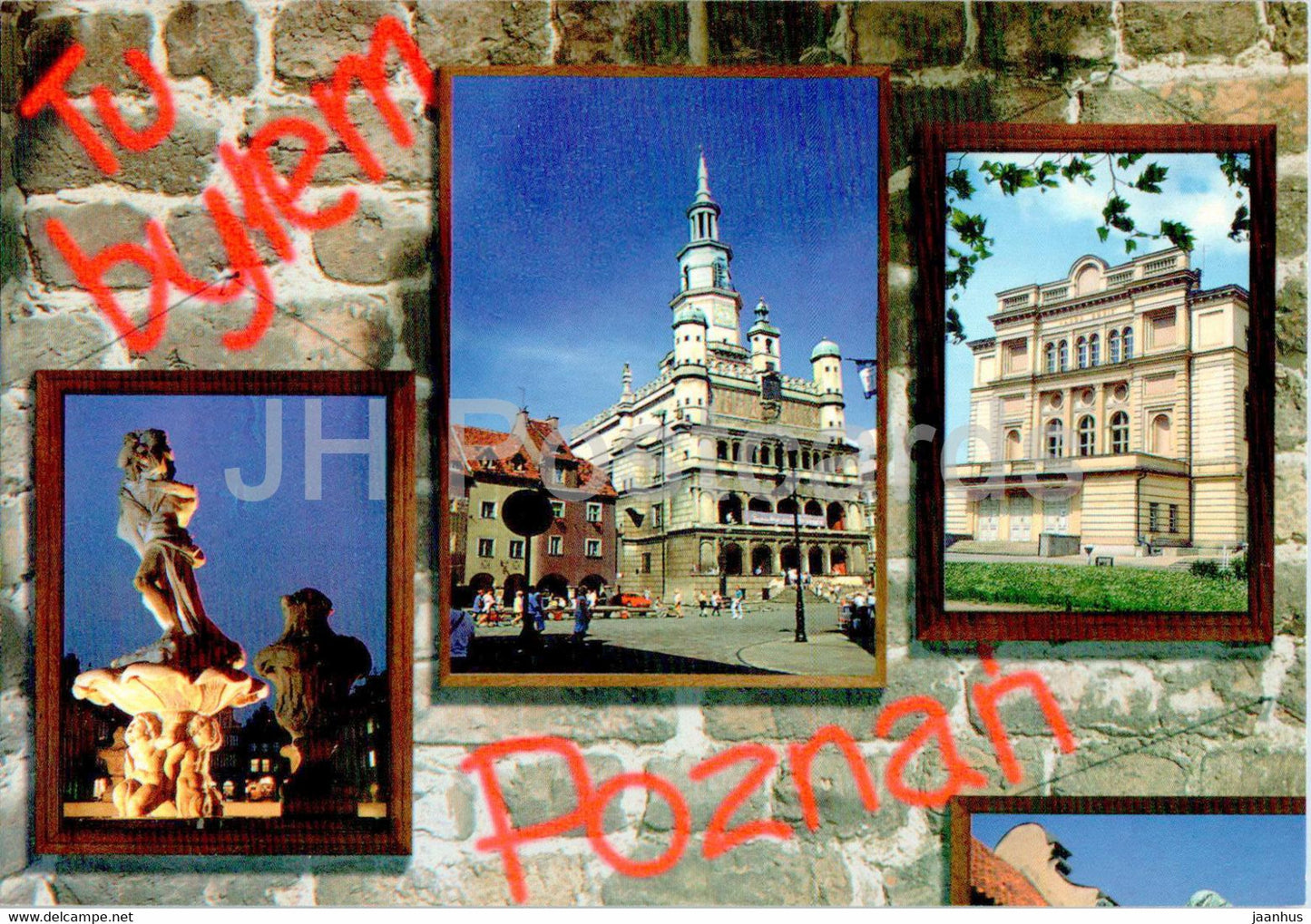 Poznan - Fontanna Prozerpiny - Ratusz - Teatr Polski - multiview - Poland - used - JH Postcards