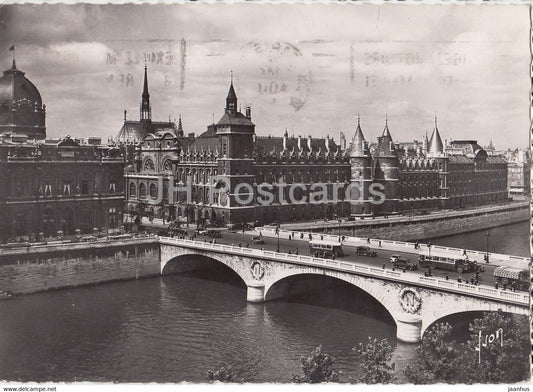 Paris en Flanant - Le Palais de Justice et le pont au Change - bridge - bus - old postcard - 1949 - France - used - JH Postcards