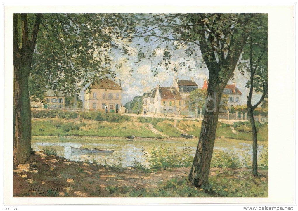 painting by Alfred Sisley - Villeneuve-La-Garenne - large format card - Impressionism - french art - unused - JH Postcards