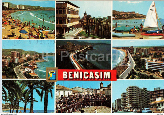 Benicasim - Diversos aspectos - multiview - sailing boat - beach - 144 - 1982 - Spain - used - JH Postcards