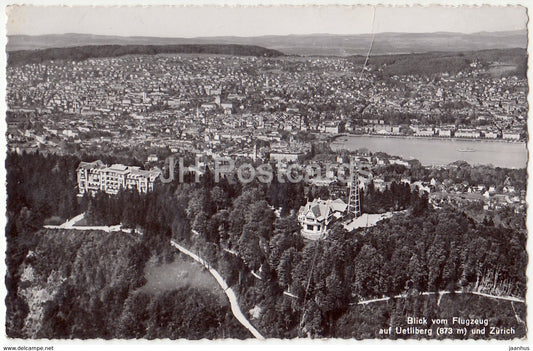 Blick vom Flugzeug auf Uetliberg 873 m und Zurich - aerial view - 7883 - Switzerland - 1939 - used - JH Postcards