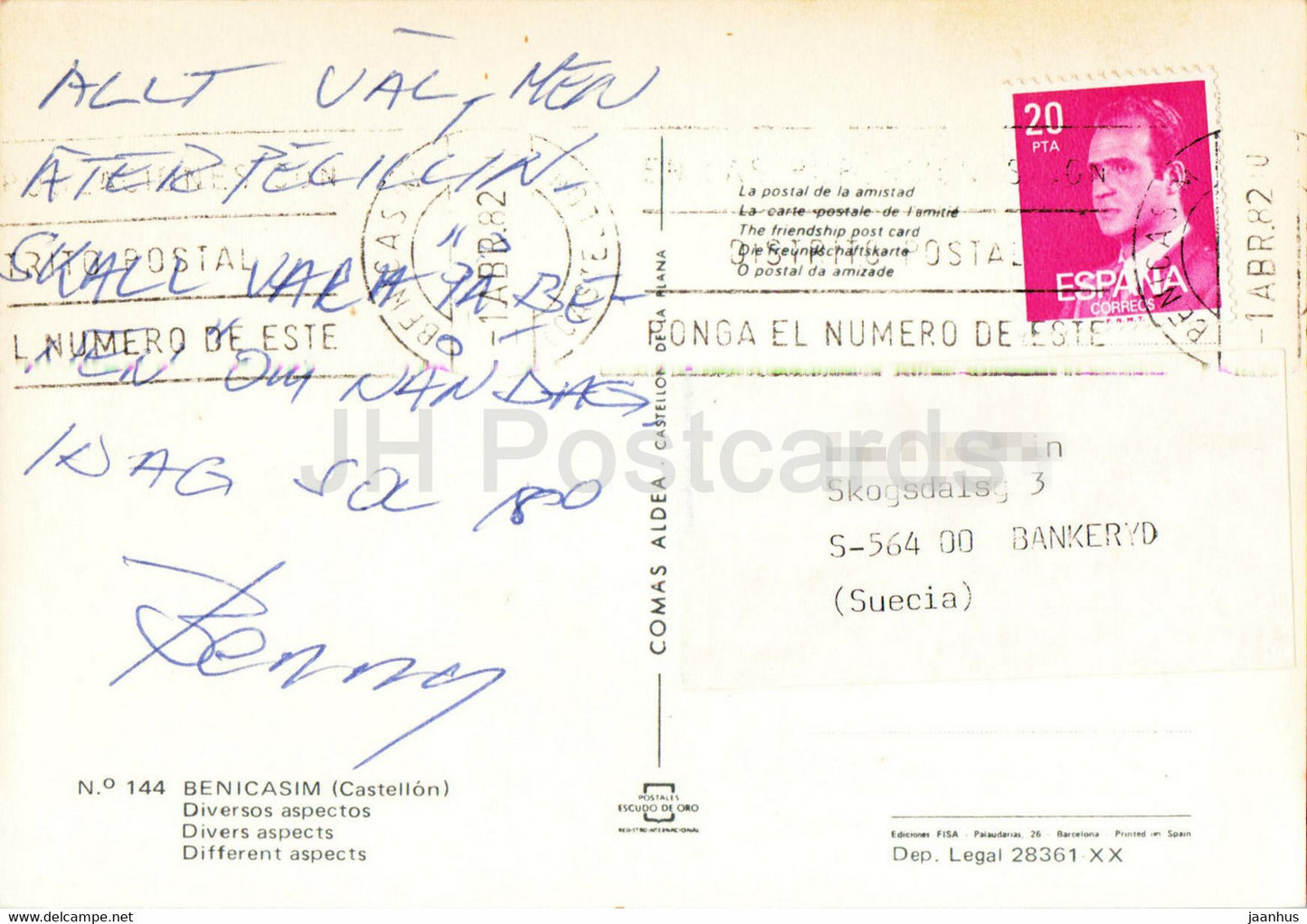 Benicasim - Diversos aspectos - multiview - voilier - plage - 144 - 1982 - Espagne - occasion