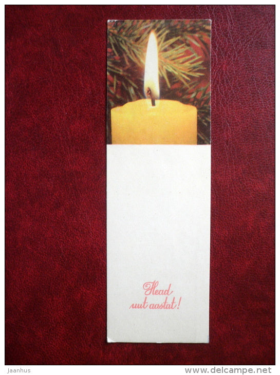 New Year mini Greeting card - candle - 1972 - Estonia USSR - unused - JH Postcards