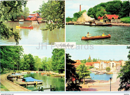 Silkeborg - boat - hostel - port - view from Kildebakken - multiview - 1979 - Denmark - used - JH Postcards