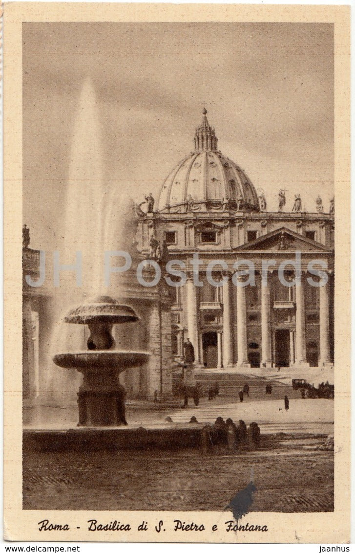 Roma - Rome - Basilica di S. Pietro e. Fontana - 4587-15 - 1943 - old postcard - Italy - used - JH Postcards