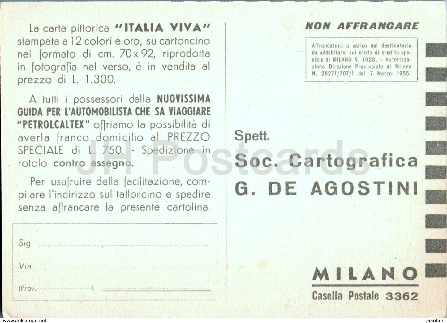 Carta Murale Pittorica Italia Viva – Karte – alte Postkarte – 1955 – Italien – unbenutzt 