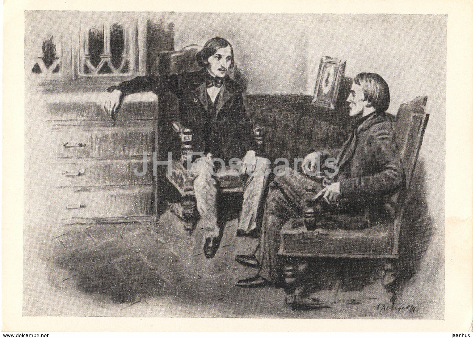 Russian literary critic Vissarion Belinsky - Belinsky and Gogol in 1840 - 1962 - Russia USSR - unused - JH Postcards