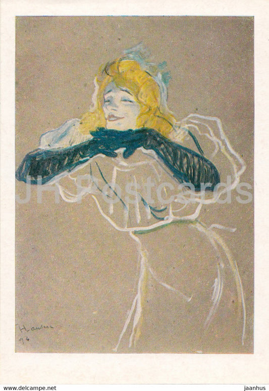 painting by Henri de Toulouse-Lautrec - The Singer Yvette Guilbert - French art - 1982 - Russia USSR - unused - JH Postcards