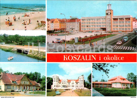 Koszalin i okolice - Uniescie - Mostowo - Osieki - Cetun - Krasnik Koszalinski - multiview - Poland - unused - JH Postcards