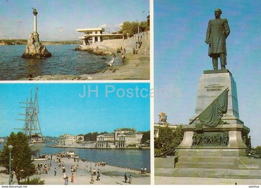 Sevastopol -  monument to Scuttled ships - Nakhimov - ship - postal stationery - 1985 - Ukraine USSR - unused - JH Postcards