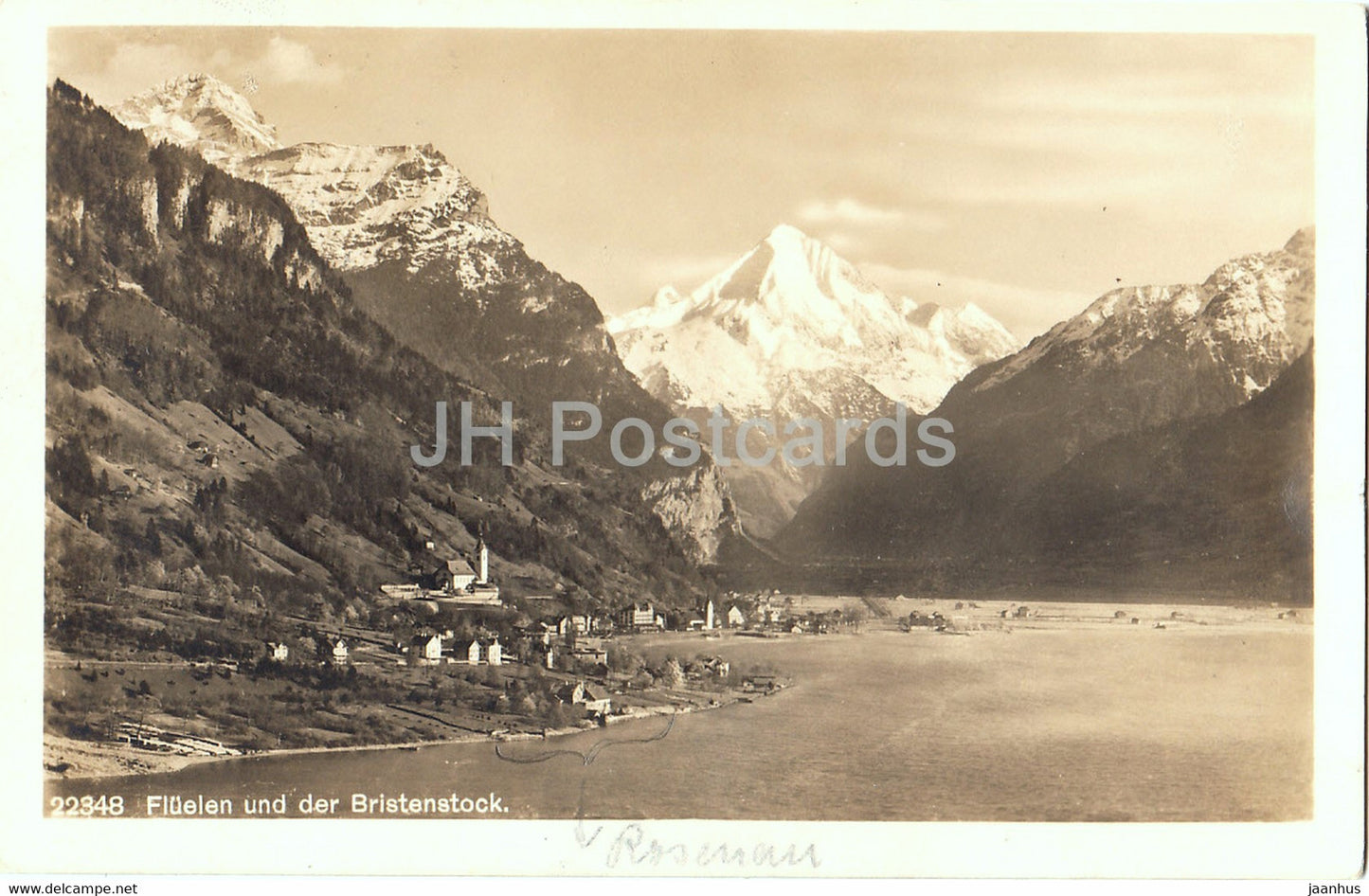 Fluelen und der Bristenstock - 22348 - old postcard - 1927 - Switzerland - used - JH Postcards