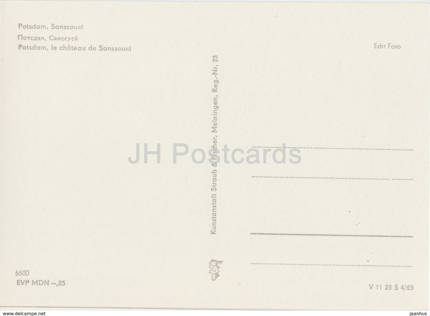 Potsdam - Sanssouci Palace - castle - REISEBÜRO - 1964 - DDR - Germany - unused - JH Postcards