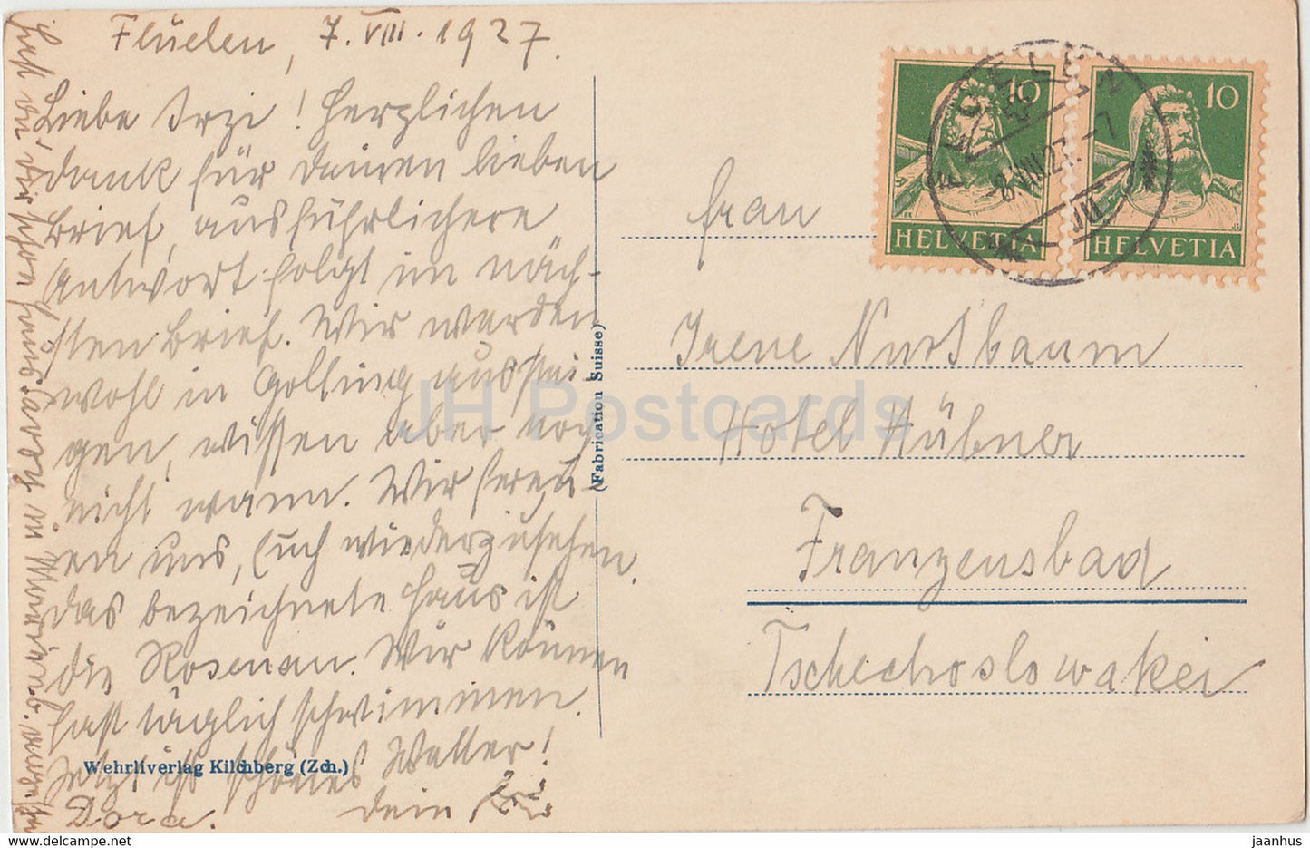 Fluelen und der Bristenstock - 22348 - old postcard - 1927 - Switzerland - used