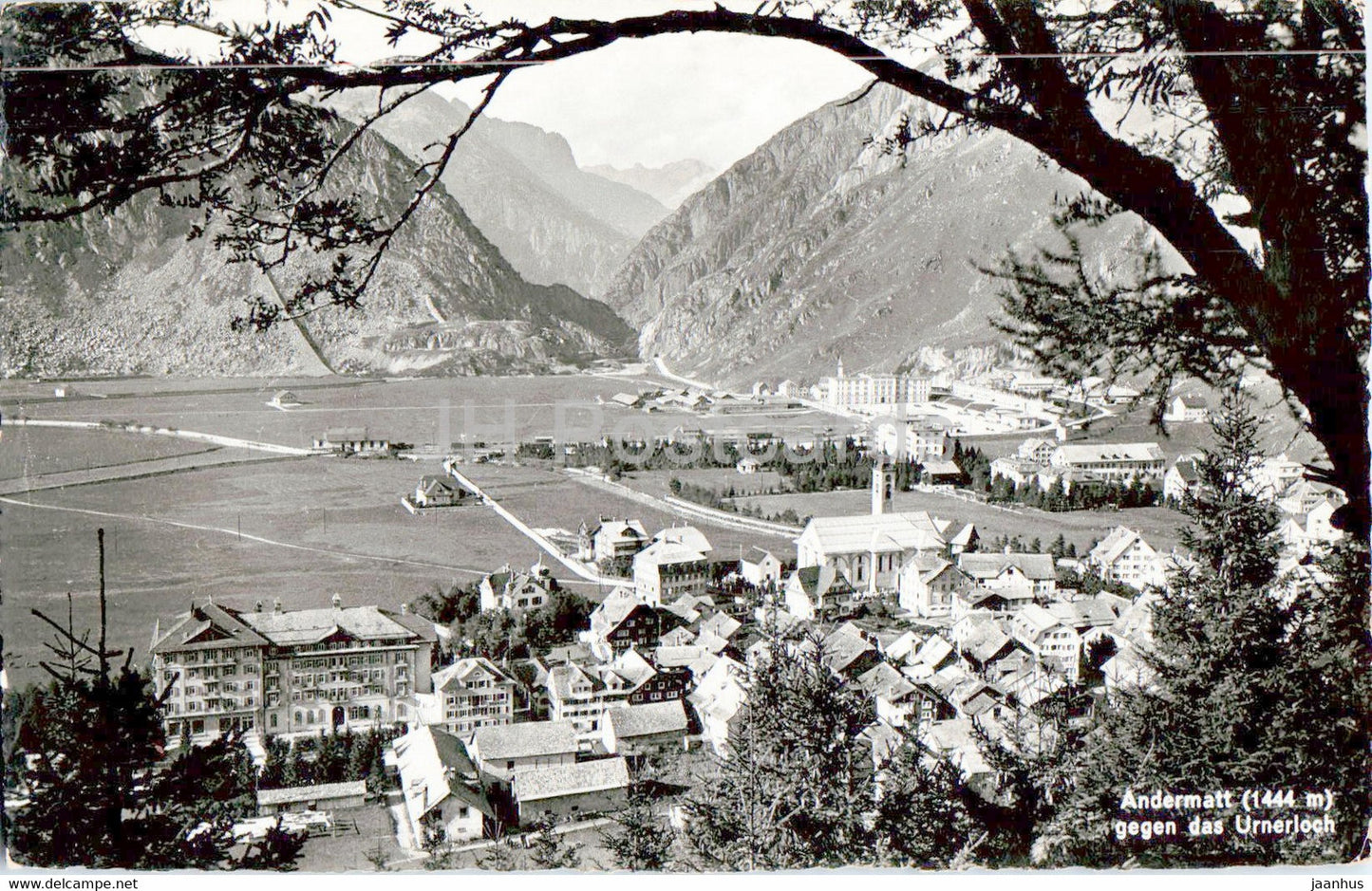 Andermatt 1444 m gegen das Urnerloch - 1632 - 1956 - old postcard - Switzerland - used - JH Postcards