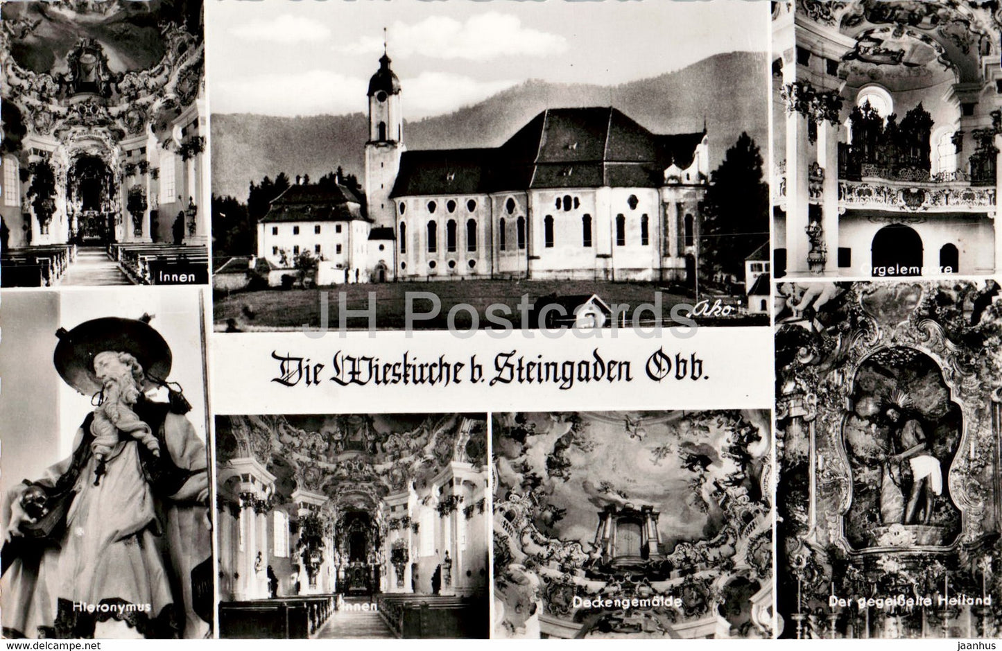 Die Wieskirche b Steingaden Obb - church - old postcard - Germany - unused - JH Postcards